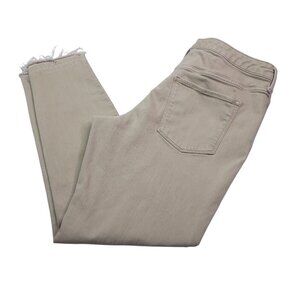 Mossimo Womens Jeans High Rise Skinny 14 Tan Denim Power Stretch Raw Hem